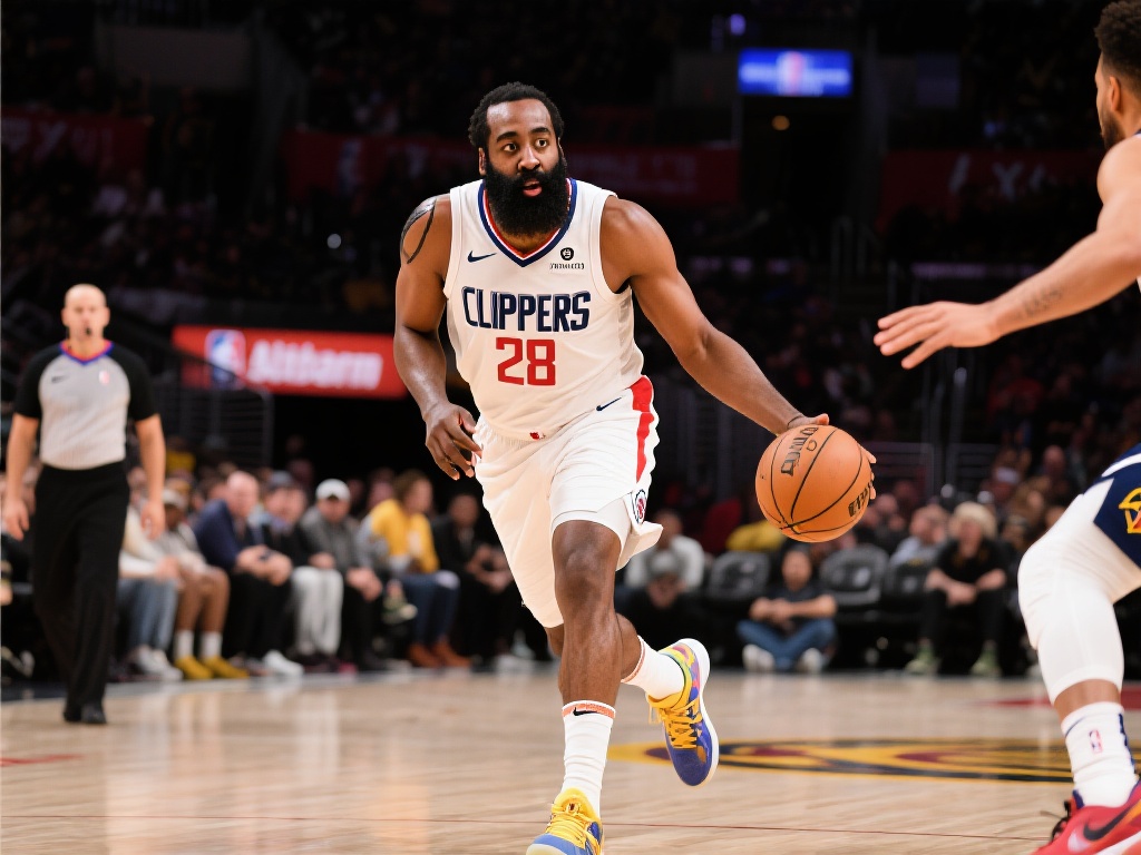 哈登砍28分送8助攻 快船力克掘金夺胜 哈登在这场比赛中取得了28分8助攻的亮眼